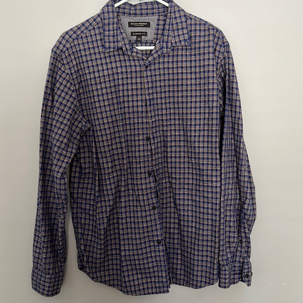 Banana Republic flannel, blue and yellow